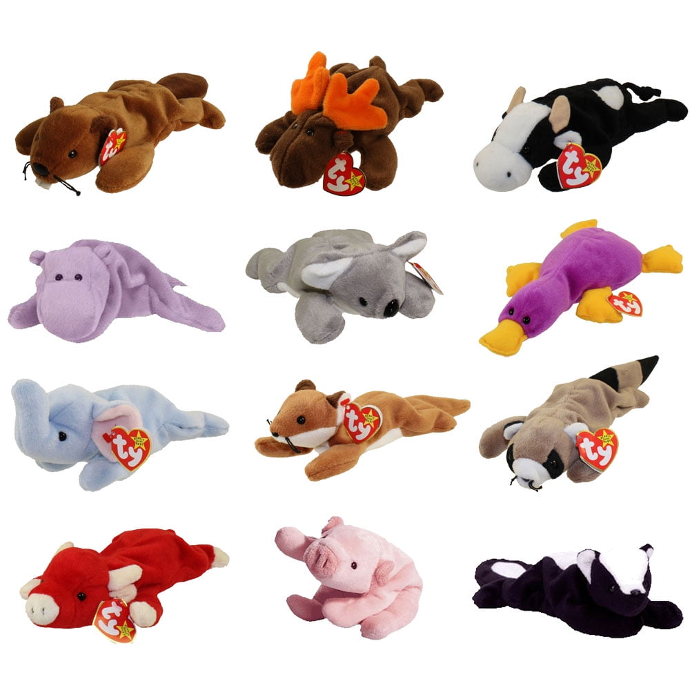 TY Beanie Babies WILD ANIMALS 1 (Set of 12)(Bucky, Daisy, Happy, Mel