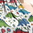 thumbnail image 3 of White Cartoon Dinosaurs Flowers Pattern Blanket,Comfortable Soft Flannel Throw Blanket,All Season,Warm Lightweight Blankets for Sofa Bed Couch Living Room Chair,30"x40", 3 of 4