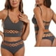 thumbnail image 3 of Gibobby Conjunto de lencería de encaje Ropa interior ahuecada, traje de mujer, pecho pequeño, , sin anillo de , sujetador, camisola deportiva de talla grande(Gris, G), 3 of 5