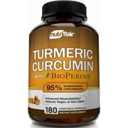 NutriFlair 1300mg Turmeric Curcumin with Black Pepper Supplement, 180 Count
