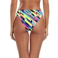 thumbnail image 3 of Ocean Blues Women's Cheeky High Cut Bikini Bottom Sexy High Leg Mid Rise Bathing Suit Striped Print Swim Bottom, 3 of 6