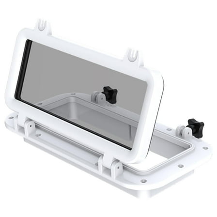 Rectangular Porthole Window w/ Plastic & Tinted Glass - 16" x 8" (White)