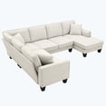 thumbnail image 2 of Modern U Shape Sectional Sofa,7 Seat Fabric Sectional Sofa Set Beige, 2 of 5
