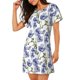 thumbnail image 2 of Easygdp Blue Flax Flowers Camisón de manga corta para mujer, informal, estampado, 2 of 6