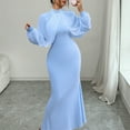 thumbnail image 2 of HAOTAGS Womens Dresses, Fall Dress Casual Long Sleeve Round Neck Long Dress Sky Blue L, 2 of 3