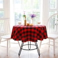 thumbnail image 2 of 2pcs 55 Inch Plaid Round Tablecloth Checkered Round Table Cover for Wedding Kitchen Dinning Room Red and Black, 2 of 6