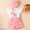 thumbnail image 2 of TOWED22 Toddler Baby Girl Clothes Knit Floral Fly Sleeve Tops Shorts Cute Summer Spring Outfits Infant Clothing Set(Blazer,18-24 M), 2 of 9