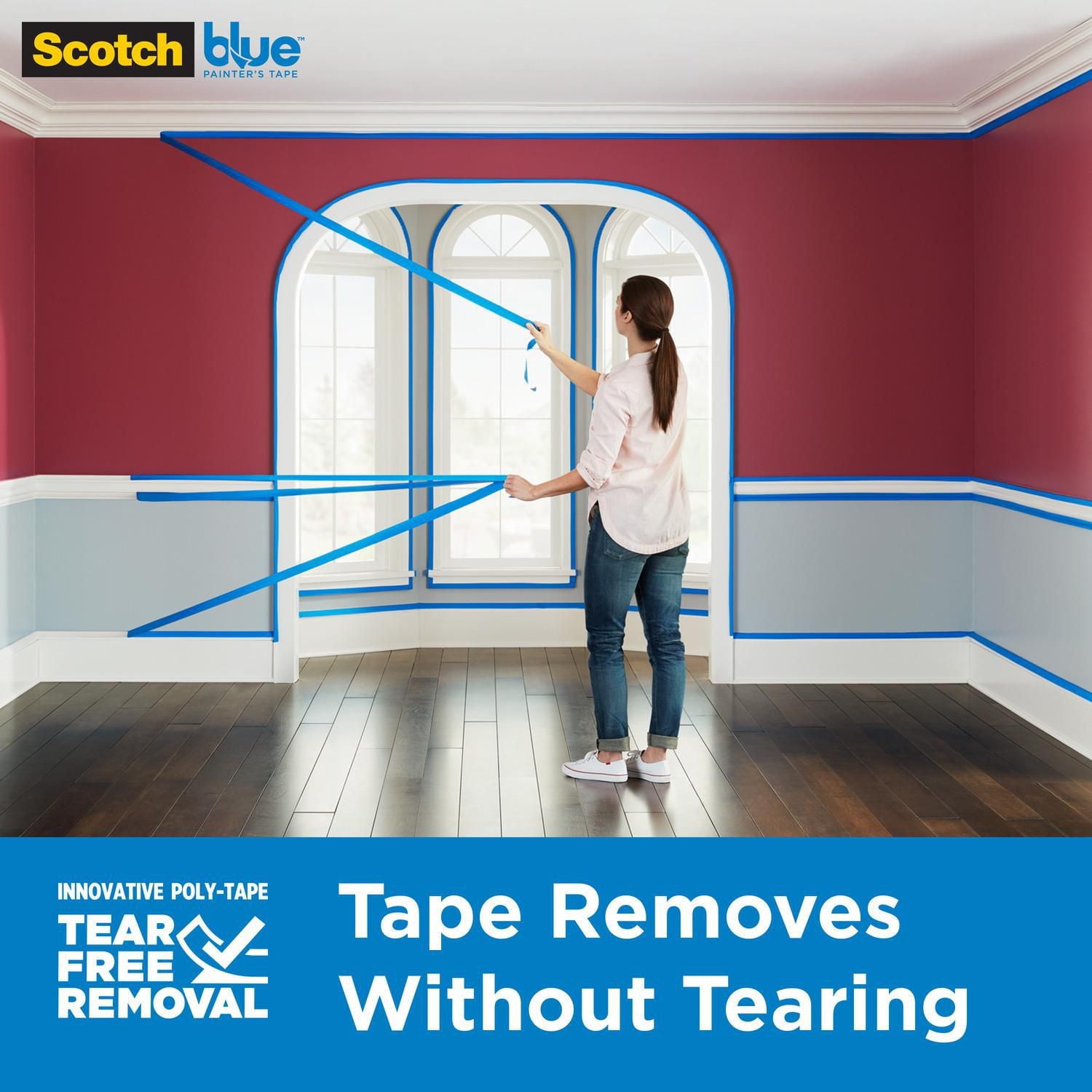 Ruban pour peintres pour surfaces multiples pour lignes de démarcation nettes ScotchBlue(MC) 36 mm x 54,8 m