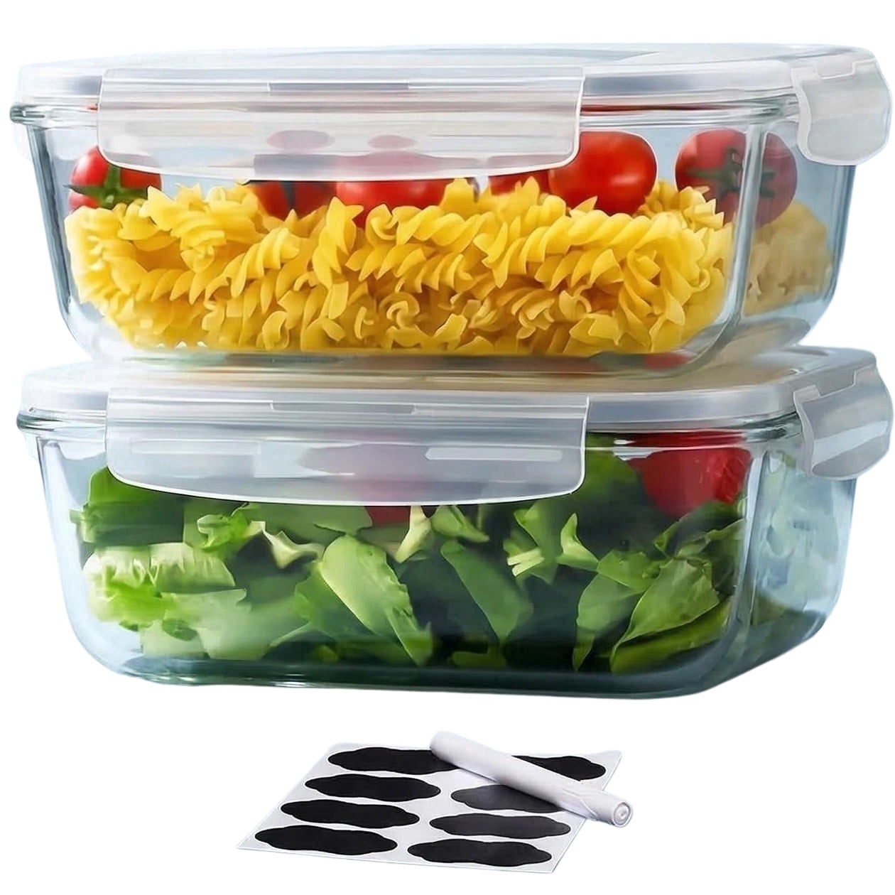 SHIGEER 2-Pack Glass Food Storage Containers, 63 oz photo 1