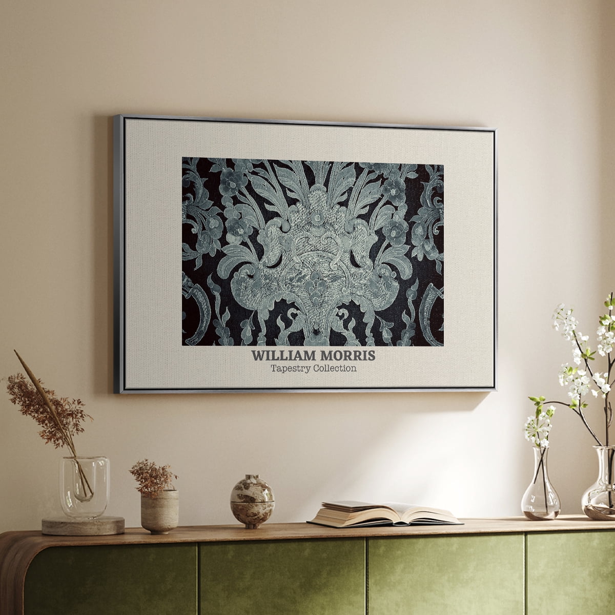 Vintage Abstract Print-XLII Framed in Silver Wood Gallery Wrapped Canvas 17 in. x 25 in.