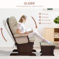 thumbnail image 5 of Demi Bonn 40" Nursery Glider Rocking Chair with Ottoman, Thick Padded Cushion Seating and Wood Base for Living Room, Beige, 5 of 7