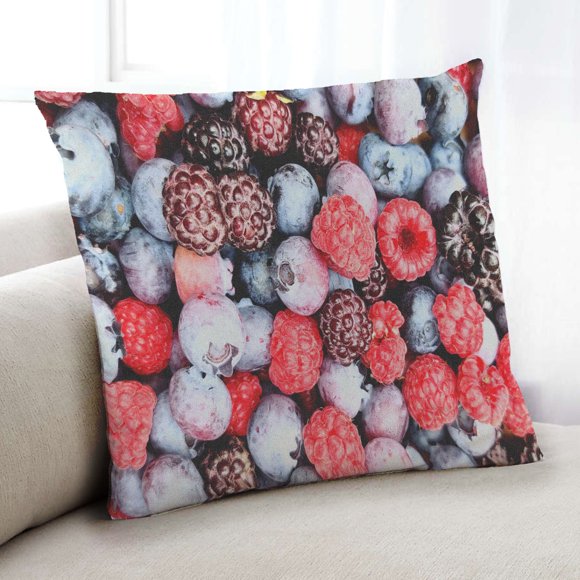 Ahgly Company Foods Blueberries Indoor Throw Pillow, 18 inch by 18 inch