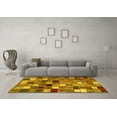 thumbnail image 3 of Ahgly Company Machine Washable Indoor Round Abstract Yellow Contemporary Area Rugs, 7' Round, 3 of 4