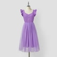 thumbnail image 2 of PatPat Family Matching Outfit Sets Purple Party Dress Button Ruffle Sleeves Spliced Mesh Dress and Colorblock T-shirt Sets, 2 of 12