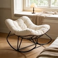 thumbnail image 2 of Ktaxon Oversized Rattan Papasan Chair,  Steel Wicker Rocking Seating with Thick Padded Cushion for Patio, Living Room, Backyard, Porch, Beige, 2 of 11