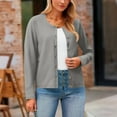 thumbnail image 6 of qucoqpe Women's Lightweight Button Down Cardigan Long Sleeve Casual Crew Neck Soft Knit Cardigan Sweater Tops for Women, 6 of 6