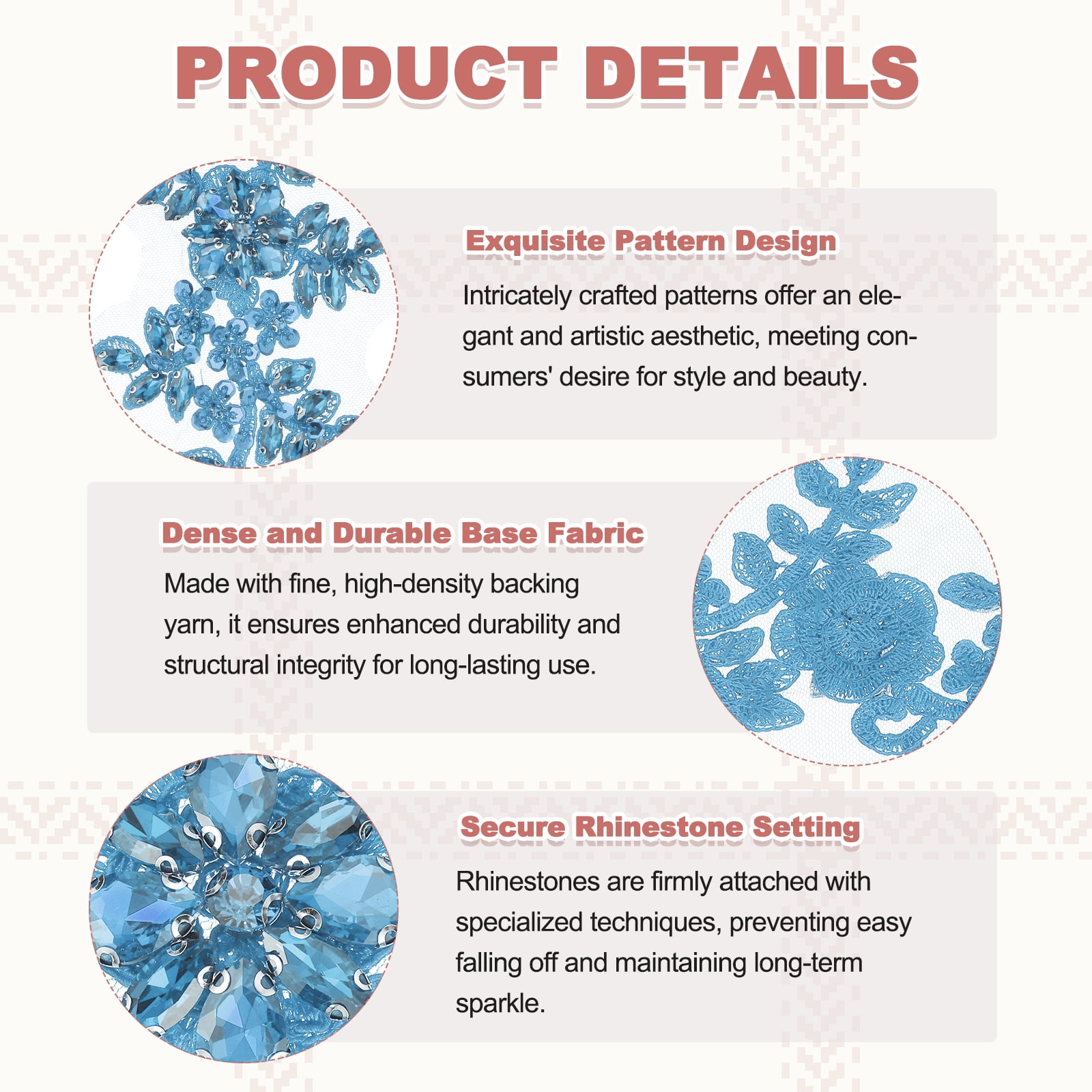 Uxcell 2Pack Rhinestone Applique Patches, 13x4Inches Light Blue Lace Embroidery Patches Sew on Rhinestone Beaded Sequins for Sewing Making Dresses Wedding Banquet Evening Gown Decoration