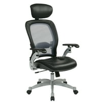 Office Star Space Seating Executive Bonded Leather Office Chair in Black
