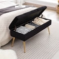 thumbnail image 2 of Storage Bench-Entryway Bench,Ottoman for Bedroom End of Bed,Modern Velvet Benche Bedroom Benches for Foot of Bed,Upholstered Bench with Golden Legs 40" Black, 2 of 6