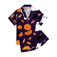 thumbnail image 5 of CQXIDFH Halloween Button Down Pajamas for Women Spooky Ghost Pumpkin Black Cat Print Short Sleeve Pj Set Soft Holiday Sleepwear Cute Two Piece Nightwear, 5 of 6