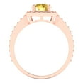 thumbnail image 4 of 1.335 ct Round Cut Simulated Yellow Diamond Solitaire with Simulated Diamond Accents 14K Rose Gold Womens Engagement Ring, 4 of 5