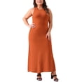 thumbnail image 1 of Vestido de suéter de talla grande Agnes Orinda para mujeres, cuello redondo, sin mangas, vestido de suéter de punto casual 4X color óxido, 1 of 5