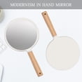 thumbnail image 3 of YEAKE Espejo de mano con asa para maquillaje, pequeño y lindo espejo de mano de madera para afeitarse con orificio para colgar, espejo de tocador de viaje portátil de una sola cara para hombres y muje, 3 of 5