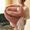 thumbnail image 4 of Fleece Throw Blanket 59x40in Soft Warm Fluffy Upgraded Polyester Striped Decorative Giftable Cream Solid Color Blanket Lightweight Breathable Cozy for Couch Sofa Camping 1pc, 4 of 6