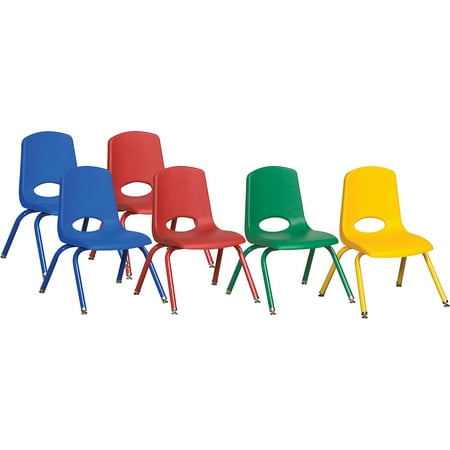 ECR4Kids 12" Stack Chairs Matching Legs 17-1/2"x18"x24" 6/CT AST 15107ASG