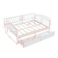 thumbnail image 7 of Full Size Daybed with Two Drawers, Solid Wood Daybed Frame with Small Tables on the Left and Right Sides, Wood Slat Support, No Box Spring Needed, White, 7 of 7