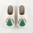 thumbnail image 3 of Christmas Fuzzy Slippers for Women Men Funny Print Matching House Shoes Furry Lined Winter Warm Anti-Slip Bedroom Slides Gray 7.5, 3 of 5