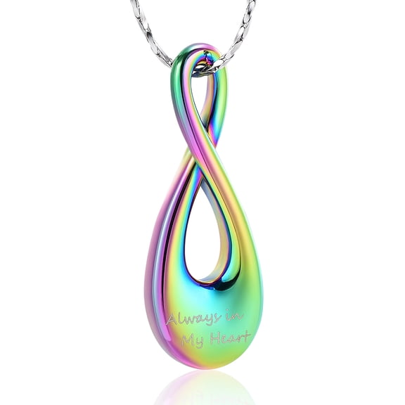 Constantlife Infinity Large Love Cremation Urn Pendant Mens Urn Necklace for Women Memorial Urn Keepsakes -Always in My Heart