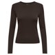 thumbnail image 1 of ONLY Camiseta de manga larga para mujer - ONLRILEY O-NECK TOP, manga larga, cuello redondo, algodón elástico Marrón oscuro S (Small), 1 of 6