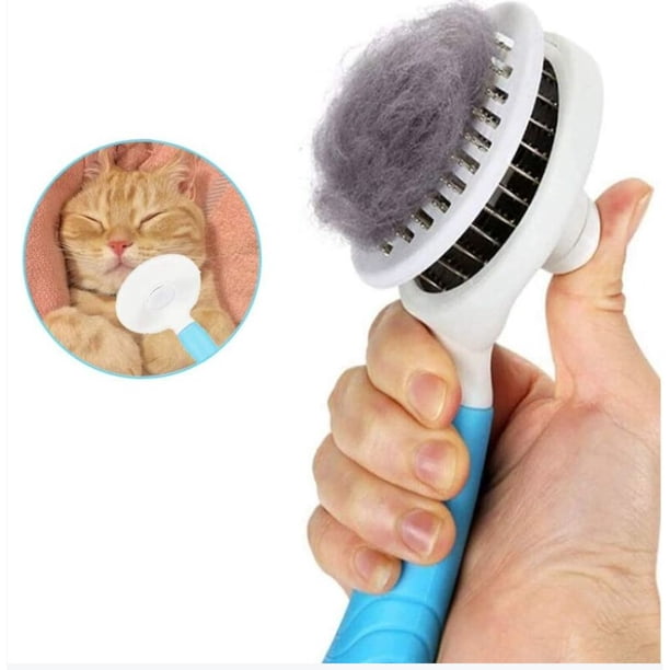 Cepillo de pelo largo para gatos, cepillo autolimpiante para perros y gatos, con depilación con un solo clic, para perros y gatos pequeños, medianos y grandes, agujas gruesas JM MX-0138809FYD
