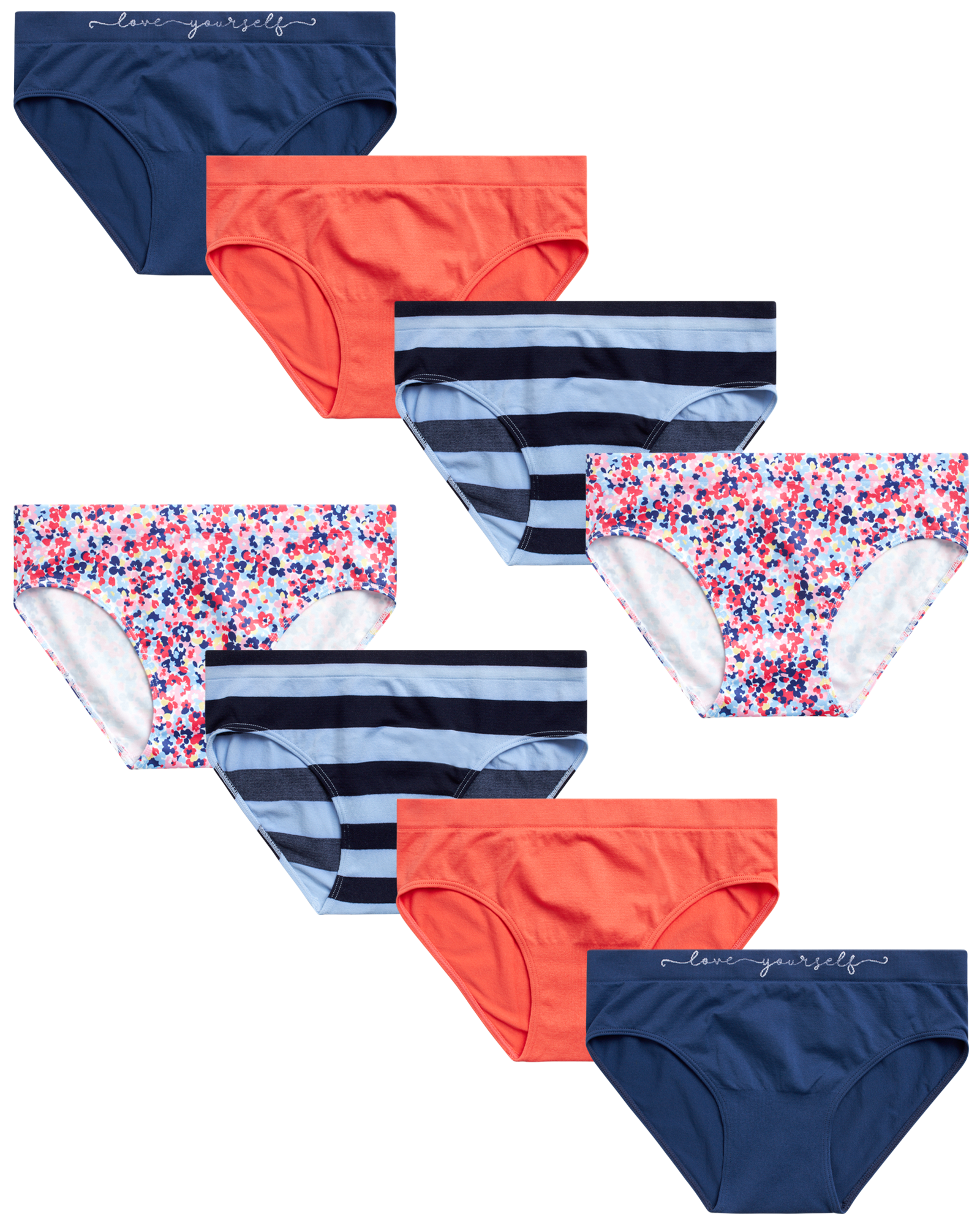 Sweet & Sassy Girls' Seamless Bikini Underwear Panties (8 Pack