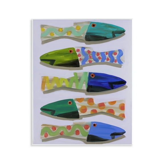Stupell Industries Wooden Fish Designs Animals & Insects Painting Unframed Art Print Wall Art, 11 x 14