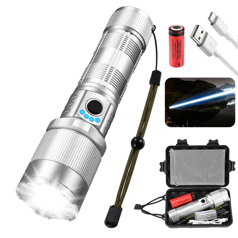 Rechargeable LED Flashlights High Lumens,120000 Lumens Super Bright  Zoomable Waterproof Flashlight with Batteries Included & 6 Modes,Powerful  Handheld