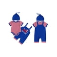 thumbnail image 2 of Cenuakty Baby Boy 4th of July Outfit Patriotic Short Sleeve Striped Romper with Letters Popsicle Embroidery Overalls and Hat, 2 of 9