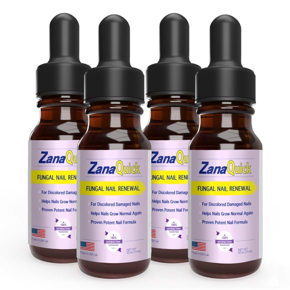 ZanaQuick Toenail Treatment Drops - 4 Pack Extra Strength Nail Repair Solution for Toe Nails & Fingernails - Powerful Nail Care Renewal & Recovery Li