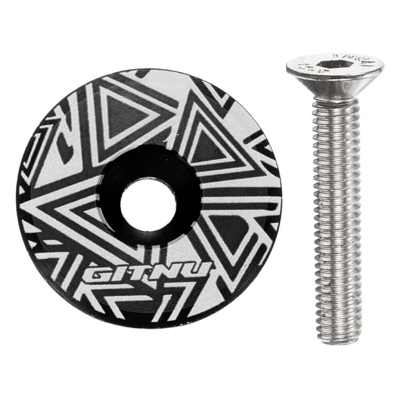 1-1/4 Headset Stem Top Cap Aluminum Alloy Bicycle Stem Top Cap Cover with Bolt for MTB Road Mountain Bike, Black