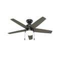 thumbnail image 3 of Hunter 44 inch Indoor Ceiling Fan with LED Light and Pull Chain - Black Modern Ceiling Fan, Standard Mount, 5 Blades, For Bedroom, Living Room, or Kitchen - Bardot 52492, Matte Black, 3 of 15