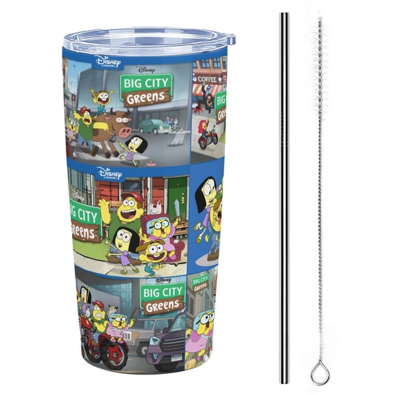 Big City Greens 20 oz Stainless Steel Tumbler Cup with Lid Double Walled Insulated Coffee Cup Travel Keeps Drinks Cold & Hot