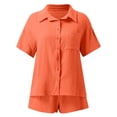 thumbnail image 6 of ibiyuan Women Suits 2 Piece Set Women's Casual Summer Shorts Set Comfortable Two Piece Outfit Button Down Shirt with Pocket Shorts Versatile Spring Wear, 6 of 7