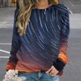 thumbnail image 2 of Galaxy Star Outer Space Women's Floral Printed Sweatshirt Long Sleeve Crewneck Casual Loose Vintage Graphic Pullover Tops, 2 of 7