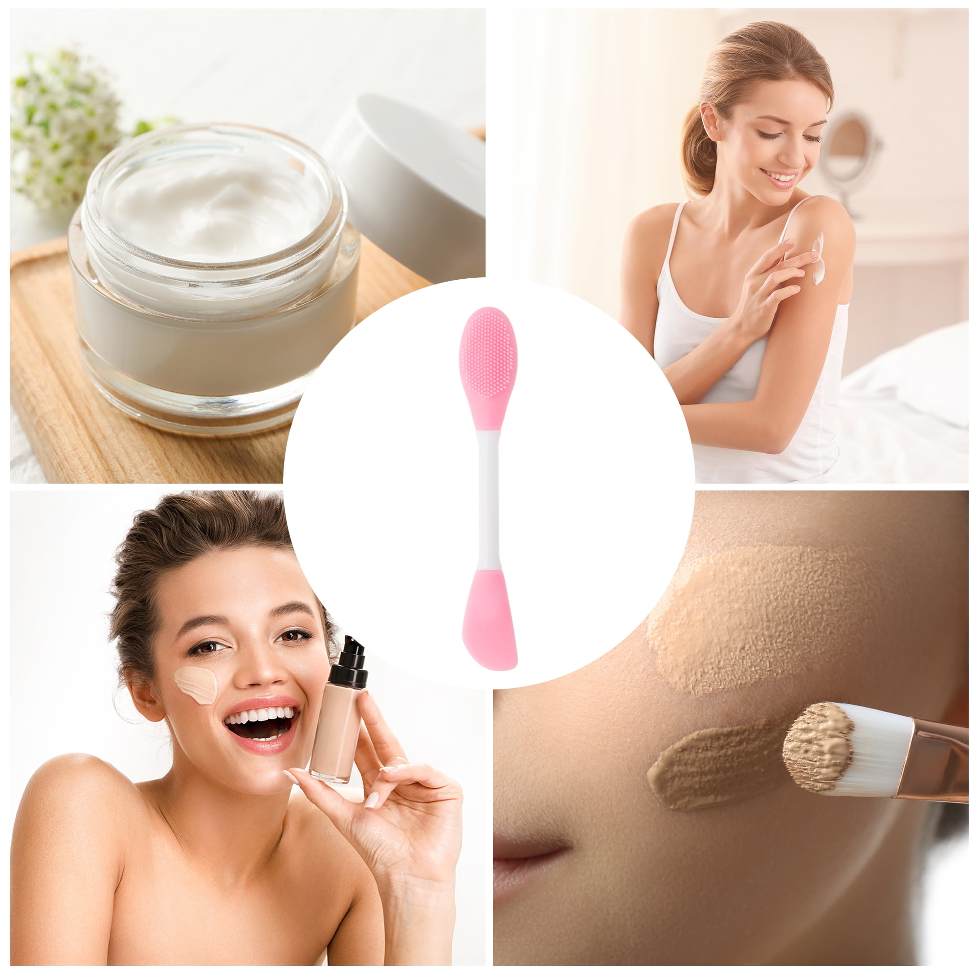 Unique Bargains Soft Knife-shaped Facial Mask Brush 2 Pcs Light Pink