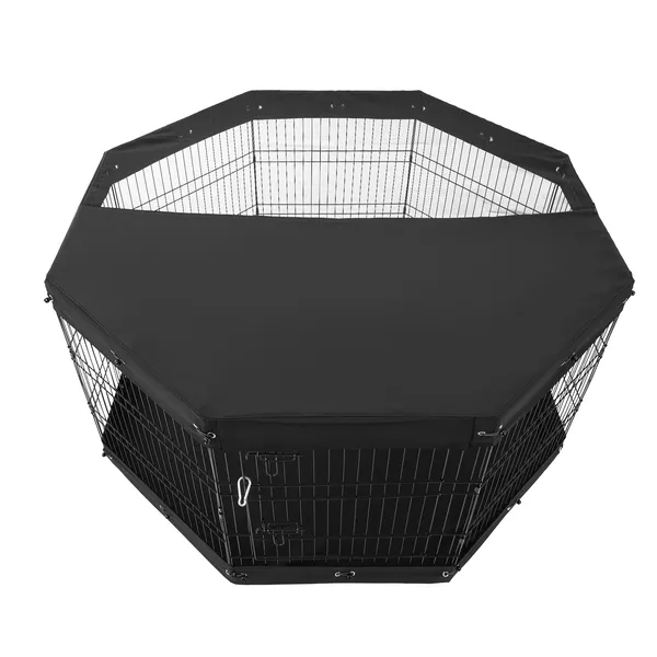 Foldable 8-Panel Dog Playpen, 30"H x 24"W Metal Pet Exercise Fence for Indoor & Outdoor Use, Includes Door, Bottom Pad, Top Cover