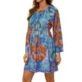 thumbnail image 4 of ZXSXSY Beach Dress for Women Floral Printed Boho Dress Long Sleeve Vintage Loose Mini Dresses, 4 of 8