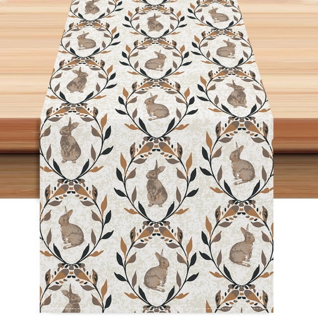TIELUTT Easter Table Runner Linen Bunny Print Tablecloth Holiday Party Table Decoration Tablecloth Pad Geometric Table Street Table Extra Long Fall Table Denim Runners for Tables 60 Table