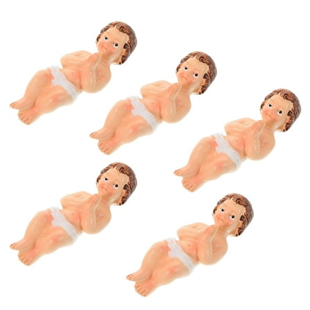 Worgeous 5Pcs Baby Jesus Figurine Mini Resin Baby Jesus Statue Nativity Collectible Statue For Christmas Decor Holy Faith Religious Home Decor