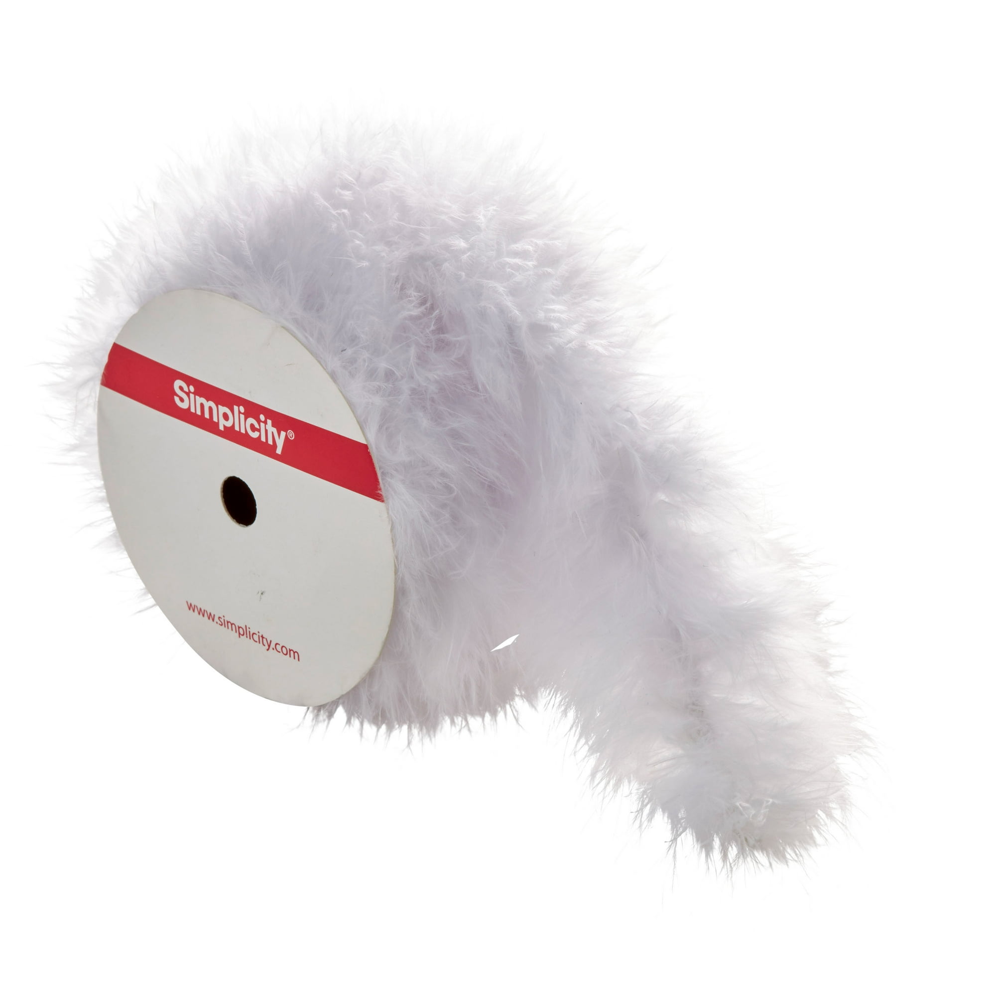 Simplicity Trim, White 1 1/2 inch 2 Yards Feather Boa Trim